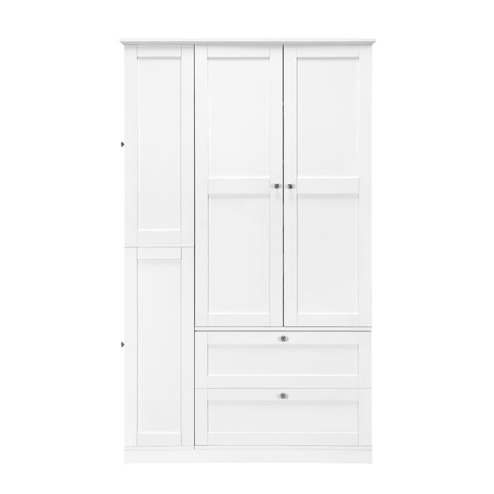 Merax Large Capacity Pantry Cabinet with Side Storage, Adjustable Shelves, Smooth-Glide Drawers