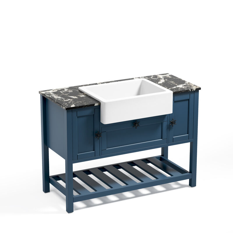 Solid Wood Bathroom Vanities Without Tops 48 in. W x 20 in. D x 33.60 in. H Bath Vanity in blue