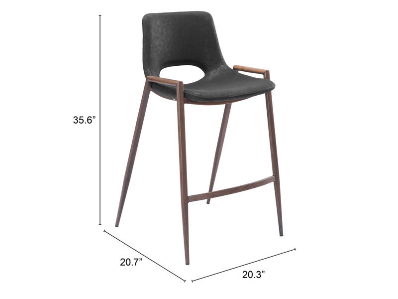 Desi Counter Stool (Set of 2) Black & Walnut