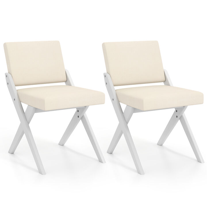 Dining Chairs Set of 2 &ndash; Solid Rubber Wood Frame with Comfortable Padded Seat