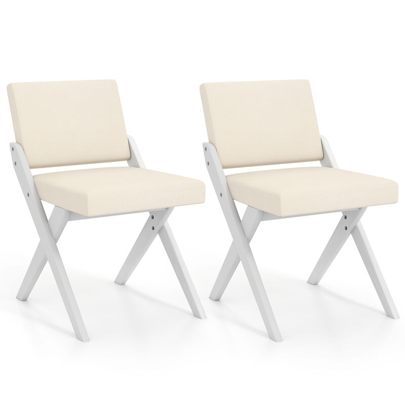 Dining Chairs Set of 2 &ndash; Solid Rubber Wood Frame with Comfortable Padded Seat