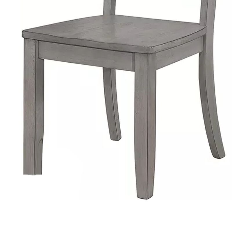 Janu Set of 2 Side Dining Chair, X Shaped Backrest, Gray Solid Wood