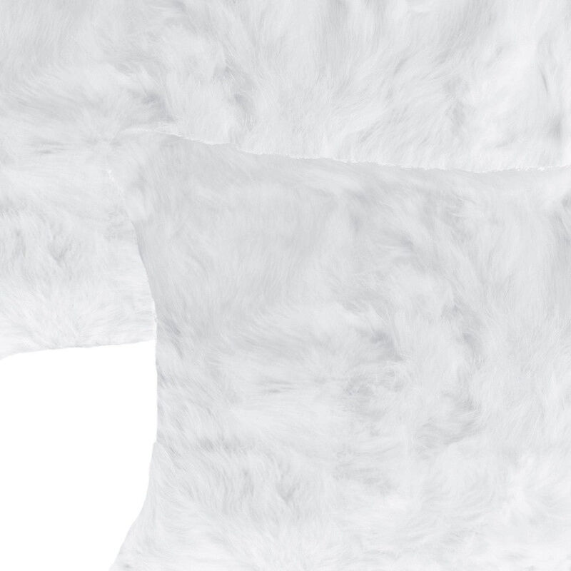 Homezia Set Of Two 12" X 20" White Rabbit Natural Fur Throw Pillows