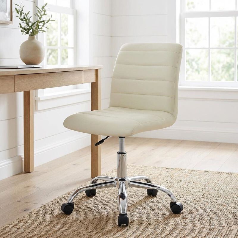 Vinyl Mid Back Office Chair with Armless Design and Comfortable Cushioned Seat image number 3