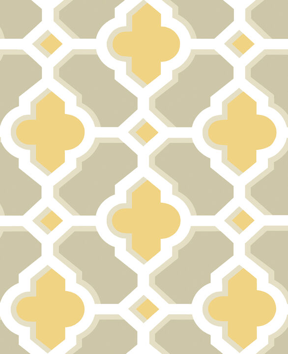 Lido Mustard Quatrefoil Wallpaper
