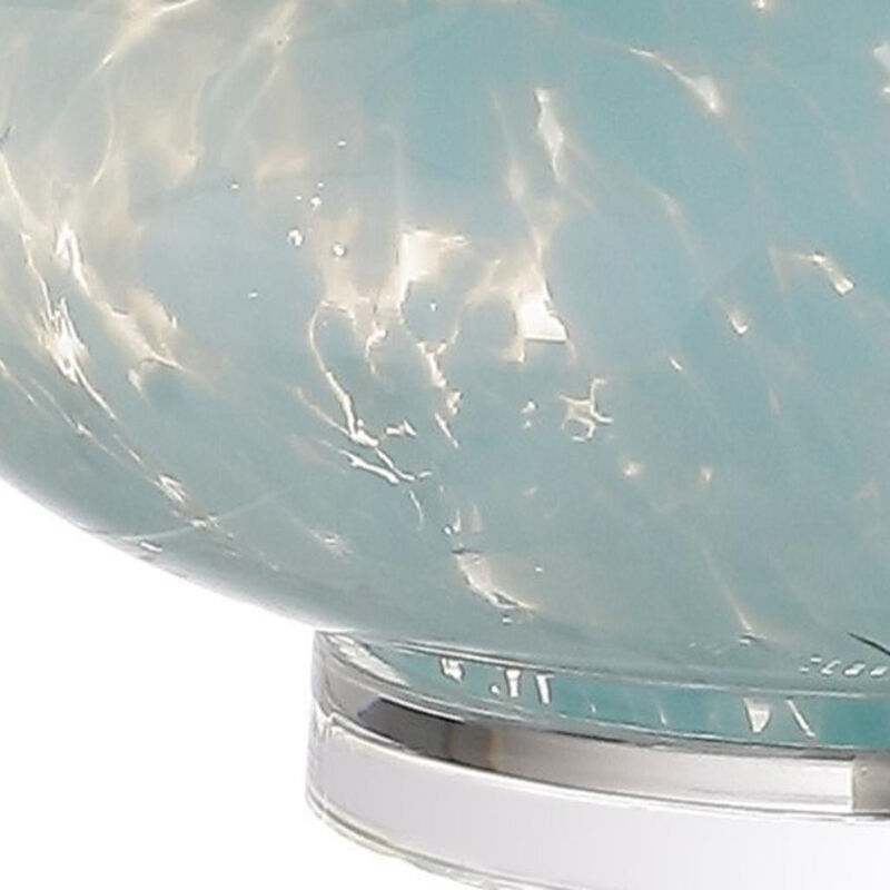 HomeRoots 29" Light Blue And Clear Teardrop Glass Table Lamp With Drum Shade image number 4