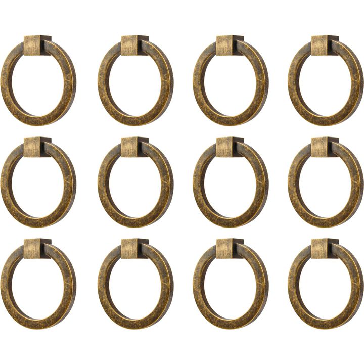 RZDEAL 12Pcs 2.0"" x 1-7/8"" Solid Brass Antique Brass Pulls for Dresser Drawer Ring Pulls Furniture Hardware Brushed Gold Wardr
