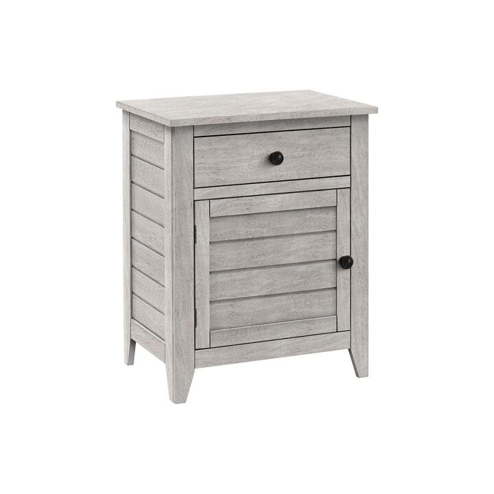 Accent Table, Nightstand, Storage Drawer, End, Side Table, Grey Veneer