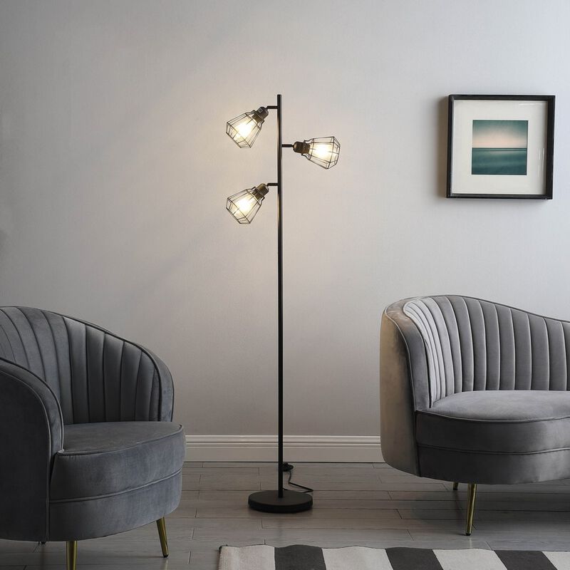 Streamdale 65'' In Adjustable Cage Shade Industrial Farmhouse Metal Floor Lamp image number 3