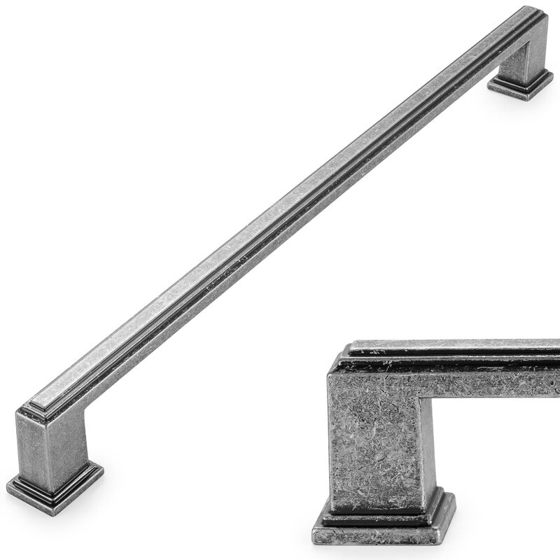 KOOFIZO Stepped Bar Vintage Cabinet Pull - Antique Iron Furniture Handle, 10 Inch/256mm Screw Spacing, 1-Piece Retro Hardware fo