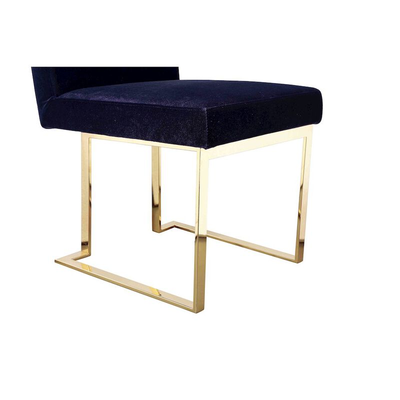 Pangea Home Gold Dexter Side Chair Velvet Navy (Set Of 2)