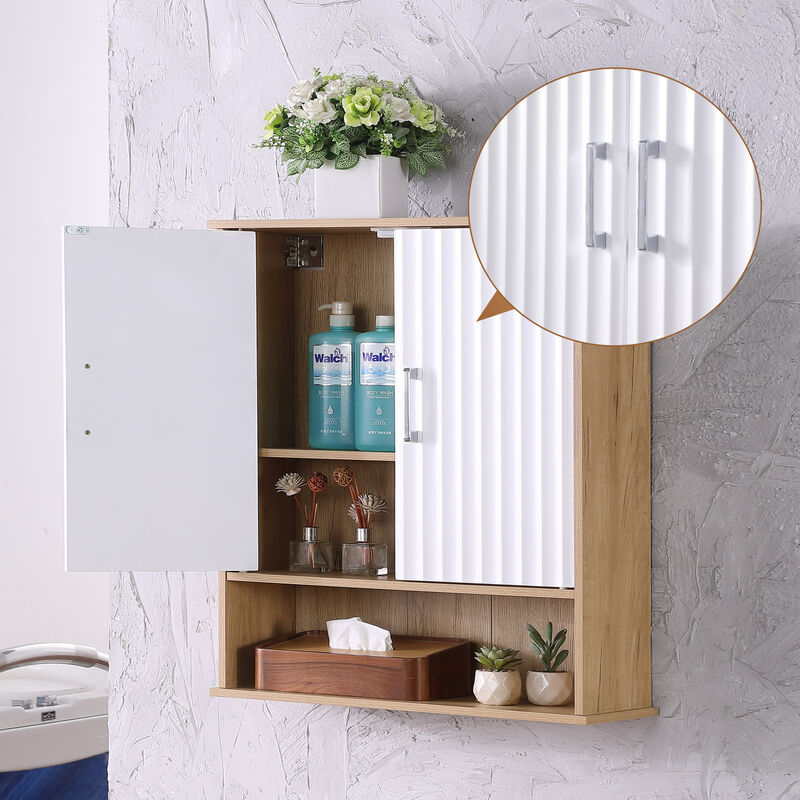 ELEMENT ACE Stylish Wall-Mounted Bathroom Cabinet with Adjustable Shelf and Wave-Patterned Doors for Modern Storage Solutions image number 4