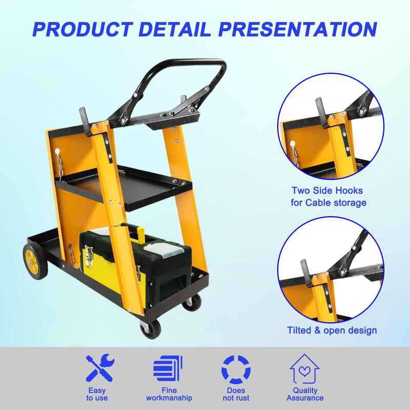 ELEMENT ACE Heavy Duty 3-Tier Multi-Function Welding Cart with Gas Bottle Storage, Safety Chains for Tig Mig Welder Plasma Cutter Home DIY & Industrial Welding Operations image number 8