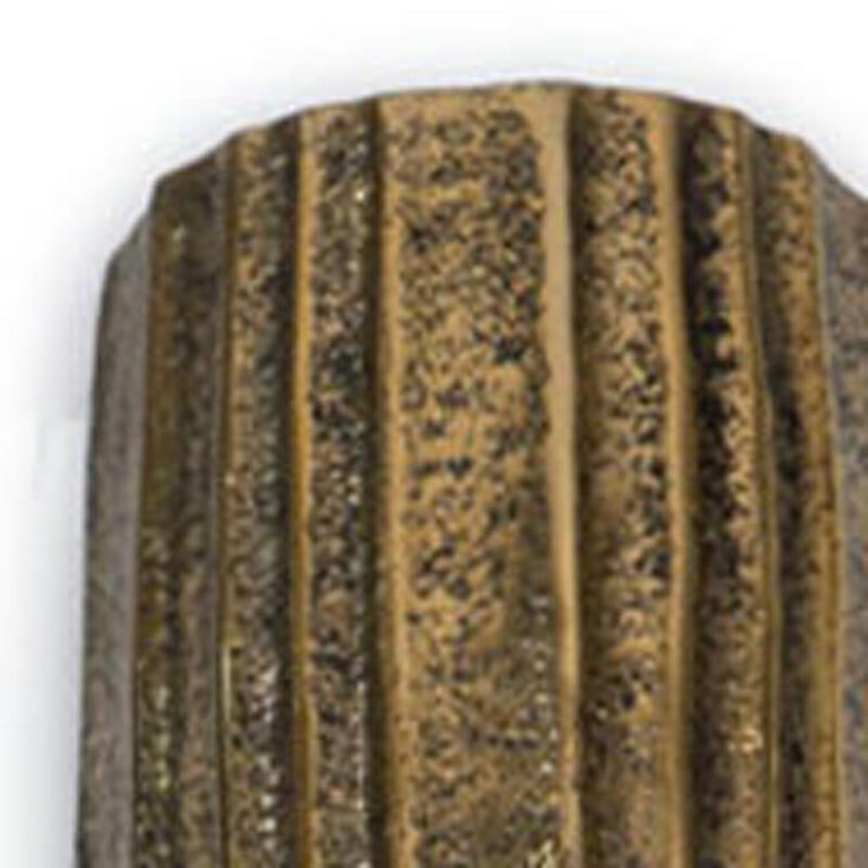 Hivvago 18 Inch Antiqued Gold Ribbed Aluminum Wall Vase