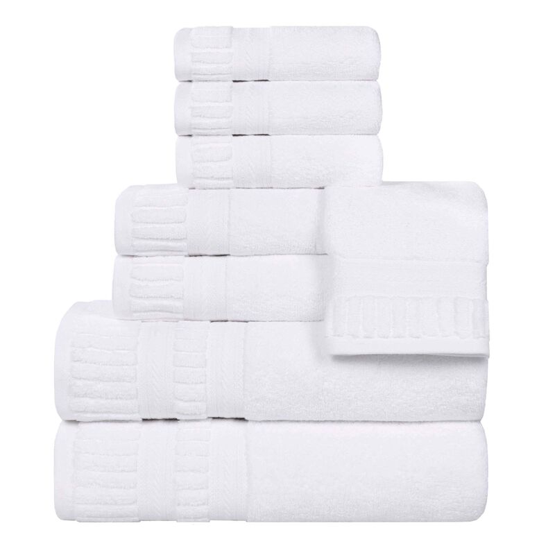 8 Piece Zero Twist Cotton Bath Towel Set Plush Quick Dry Towels image number 0