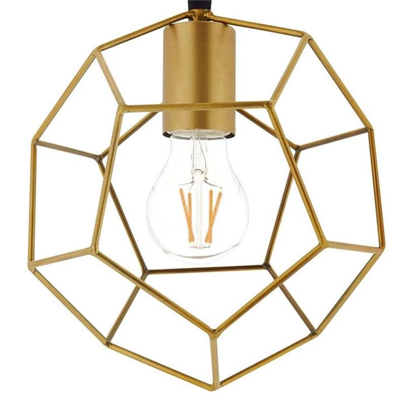 Modway Pique Geometric Rose Gold Stainless Steel Metal Pedant Light Ceiling Lighting Fixture In image number 2