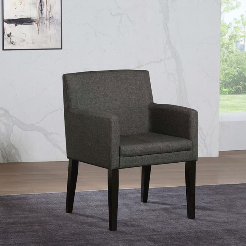 Simple Relax Set of 2 Fabric Upholstered Dining Arm Chairs in Charcoal Grey and Black image number 4