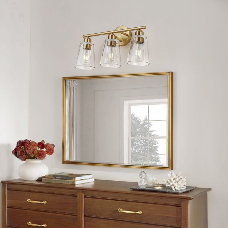 Vanity Light with Tapered Clear Glass Shade and For Hallway or Bathroom image number 2