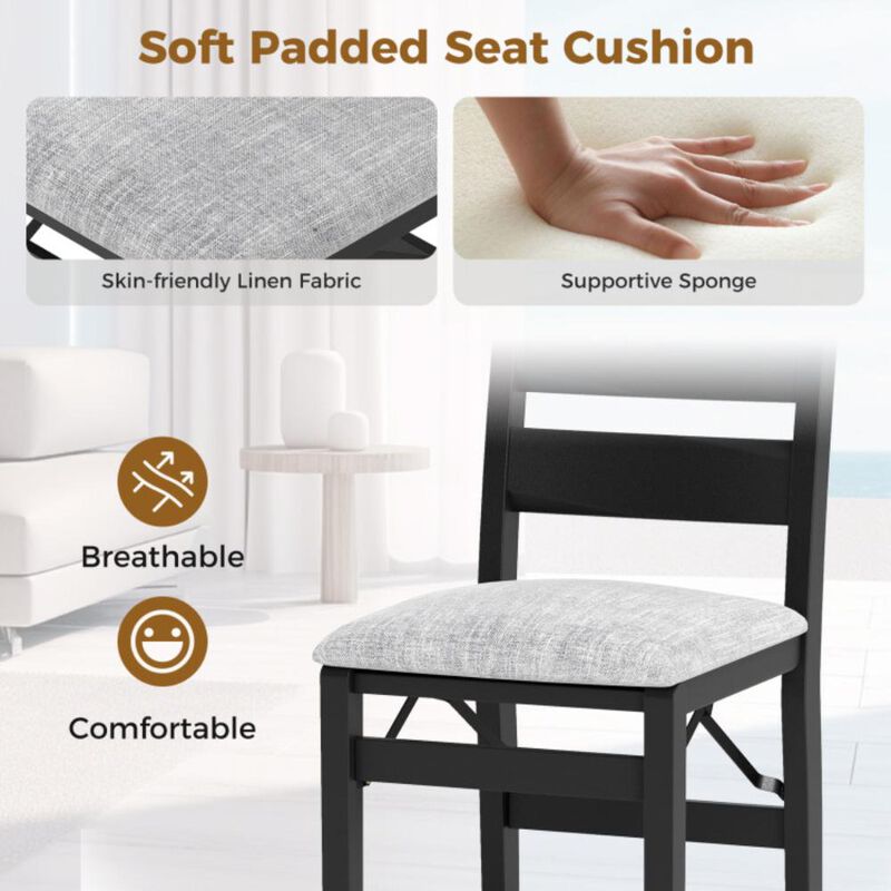 Hivvago Modern Upholstered Folding Chairs Set of 2 with Comfy Backrest