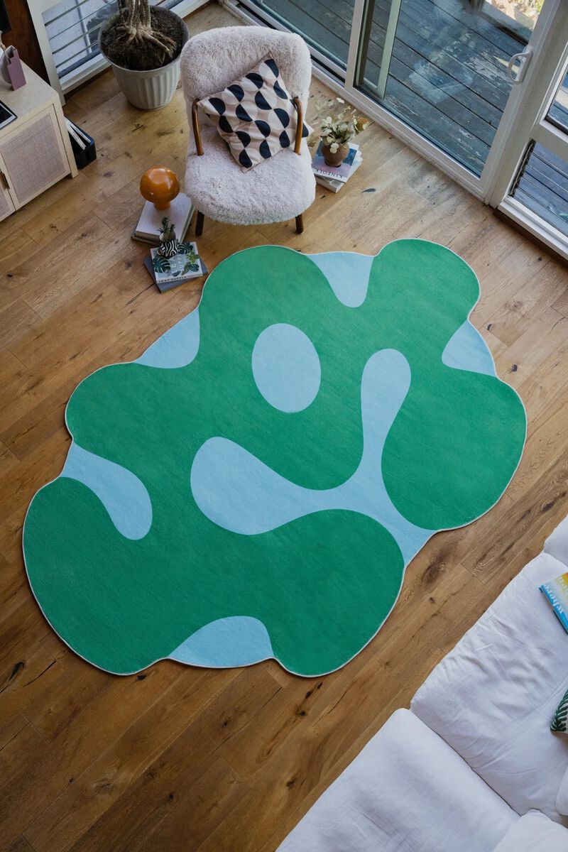 Lany Space Area Rug, Washable Rugs Non-Slip, Irregular Moss Design Rug for Living Room image number 3