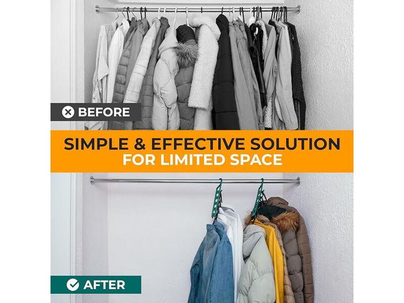 4-Pack Space-Saving Hangers | Multi Closet Organizer for Clothes and Jeans image number 2