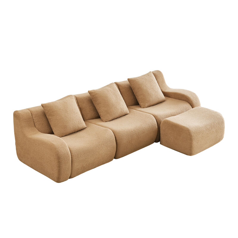 Merax Simplified Modular Sectional Sofa Premium Skin-Friendly Teddy Fabric 32D High Density Sponge image number 0