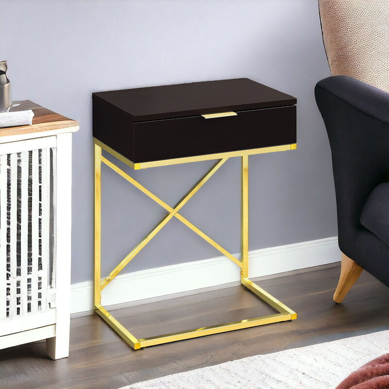 Mixed Material End Table &ndash; Metal Frame with Wood Drawer for Storage and Style
