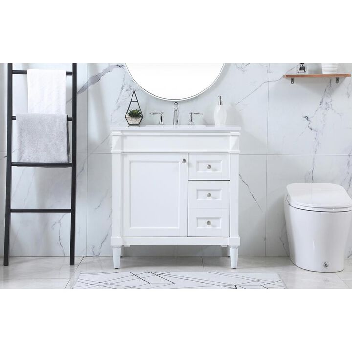 Elegant Kitchen and Bath 32 inch Single bathroom vanity in white