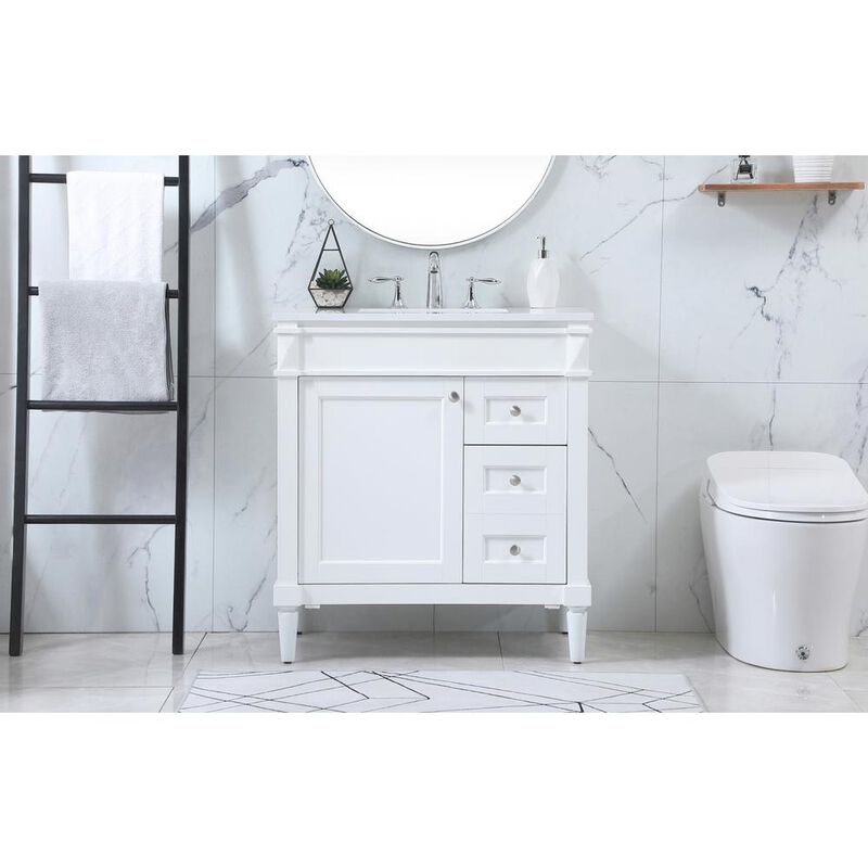 Elegant Kitchen and Bath 32 inch Single bathroom vanity in white