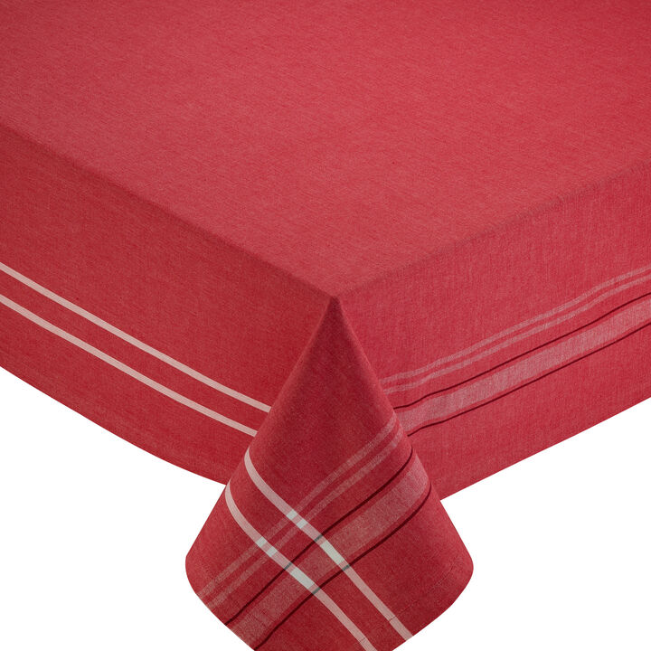 Decorative Elegant Red and White Tango French Chambray Tablecloth 60”x 104”