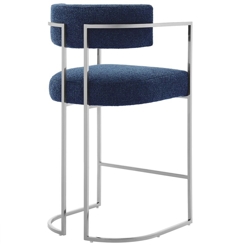 Modway Huron Modern Barrel Counter Stool with Sled Base in Silver Navy image number 7
