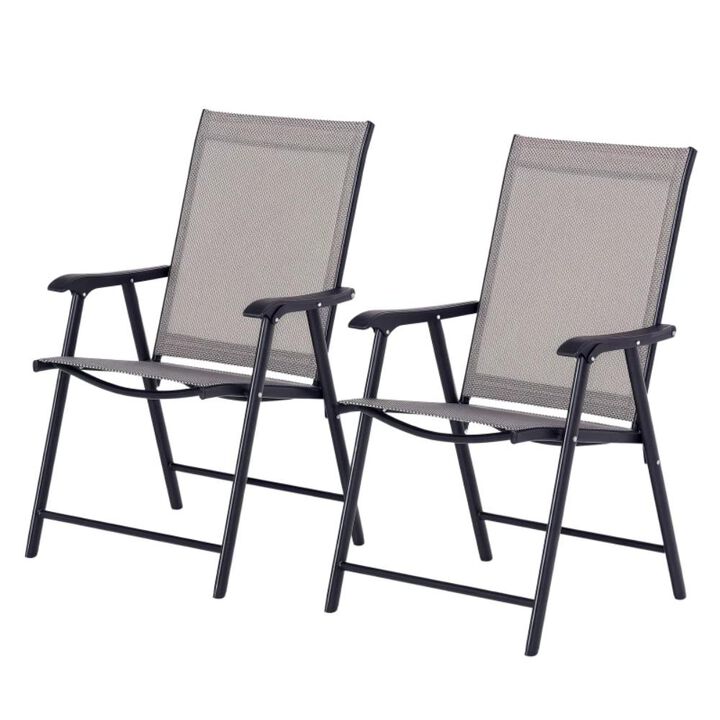 Hivvago 2-Piece Outdoor Folding Patio Chairs with Armrests