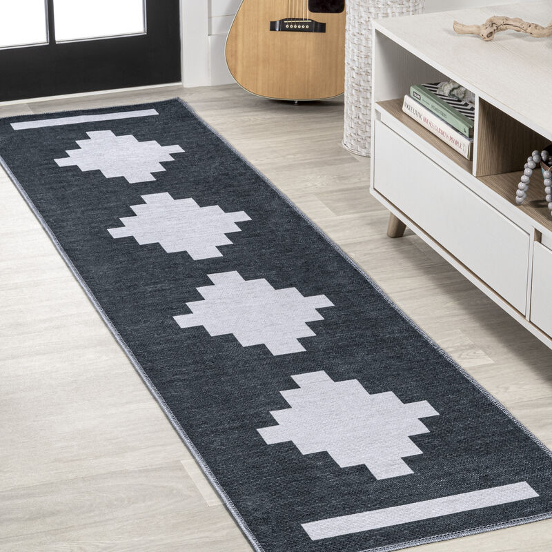 Adriel Geometric Tribal Medallion Machine Washable Area Rug
