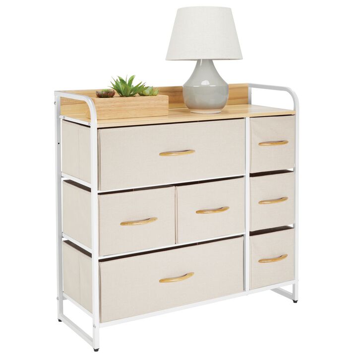 mDesign Large Storage Dresser Furniture Unit with 7 Fabric Drawers, Bronze/Linen