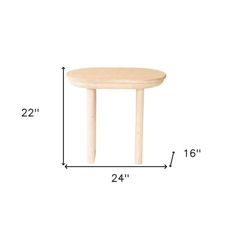 Hivvago 22 Inch Natural Solid Wood Oval Sled End Table