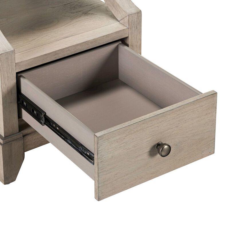 Liberty Furniture New Haven Chairside Table for Living Room Traditional - Sanctuary White Oak Wood image number 9