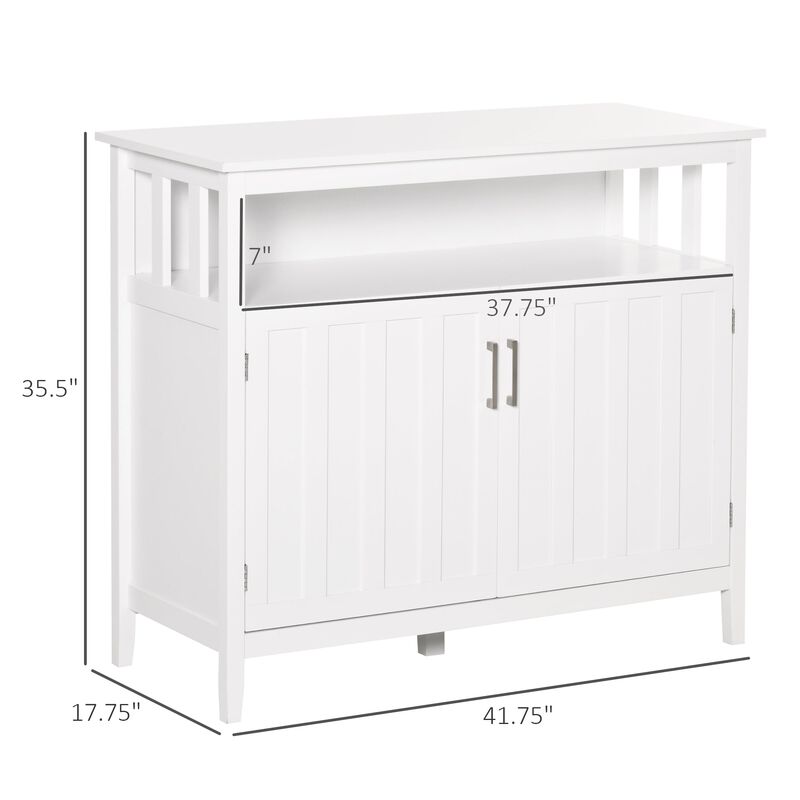 White Kitchen Storage: Modern Sideboard with Ribbed Doors