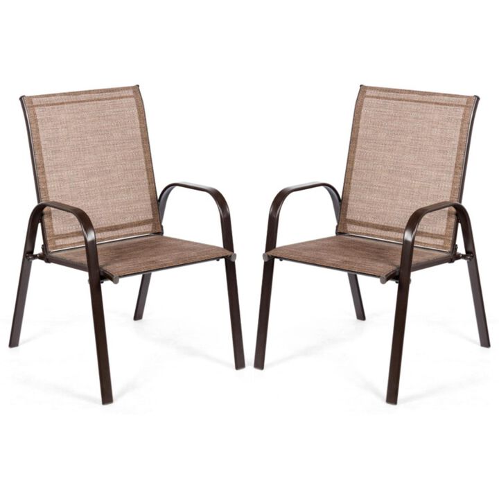 Hivvago 2 Pieces Patio Outdoor Dining Chair with Armrest