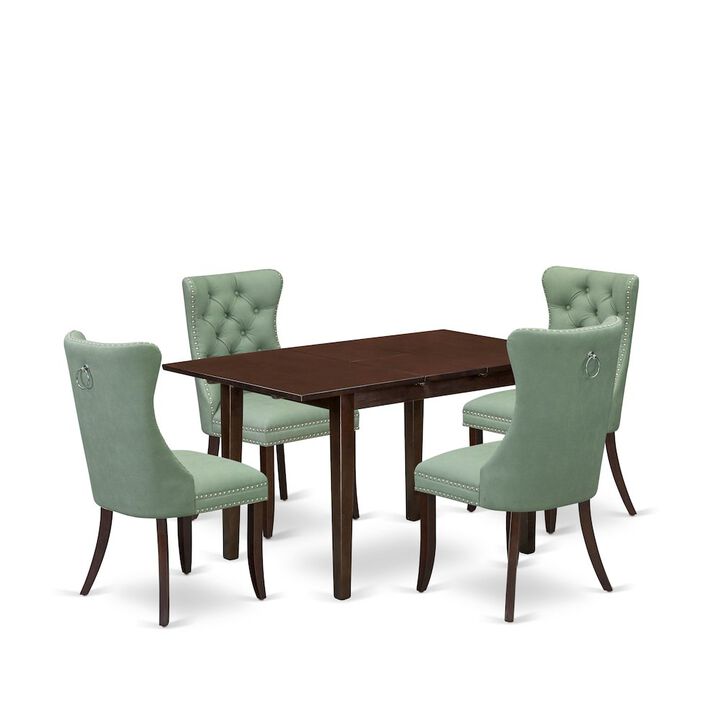 5 Piece Dining Set Consists of a Rectangle Wooden Table with Butterfly Leaf