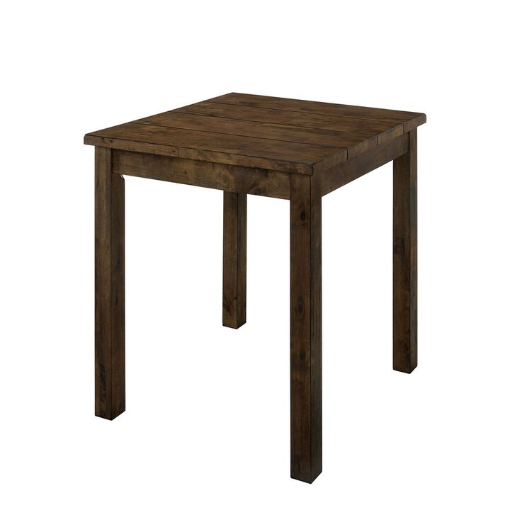 Rectangular Solid Wood Counter Height Table with Block Legs, Brown-Benzara