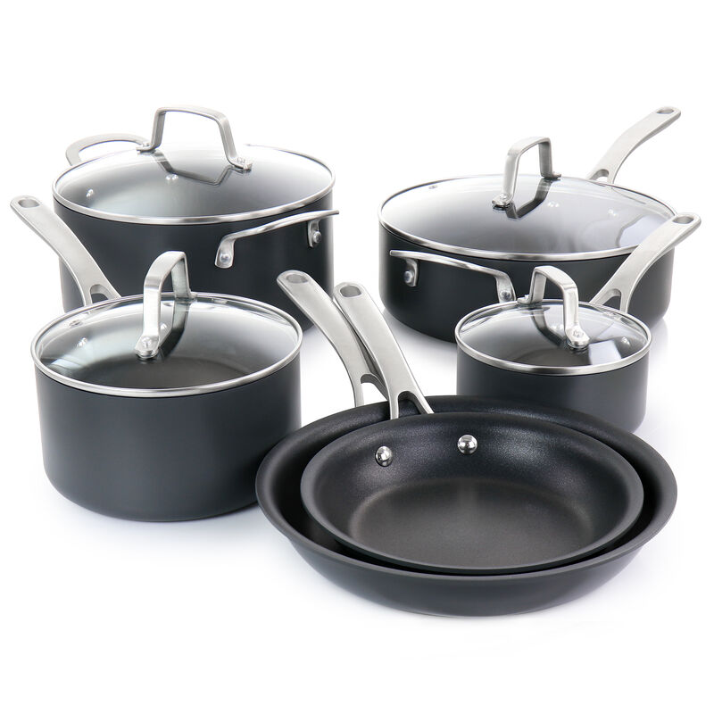 Martha Stewart 10 Piece Nonstick Hard Aluminum Cookware Set in Matte Black