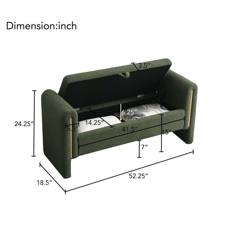 Merax Modern Teddy Bench with Arms and Storage