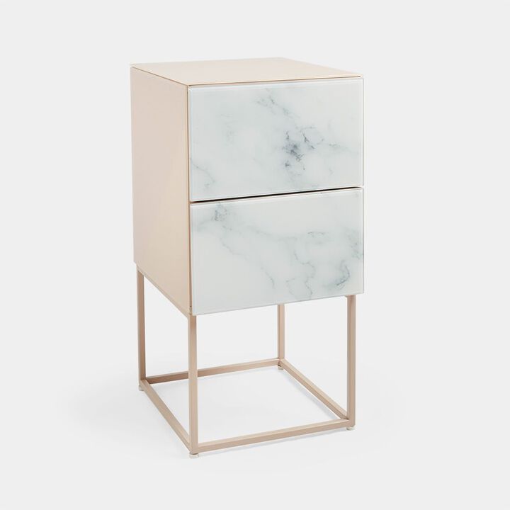 Streamdale Tempered Glass Bedside Table with Drawer