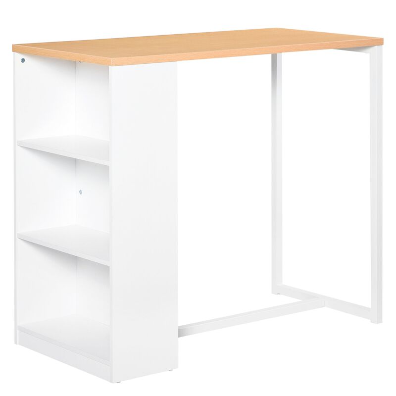 White Kitchen Bar: Table with 3-Tier Storage Shelf