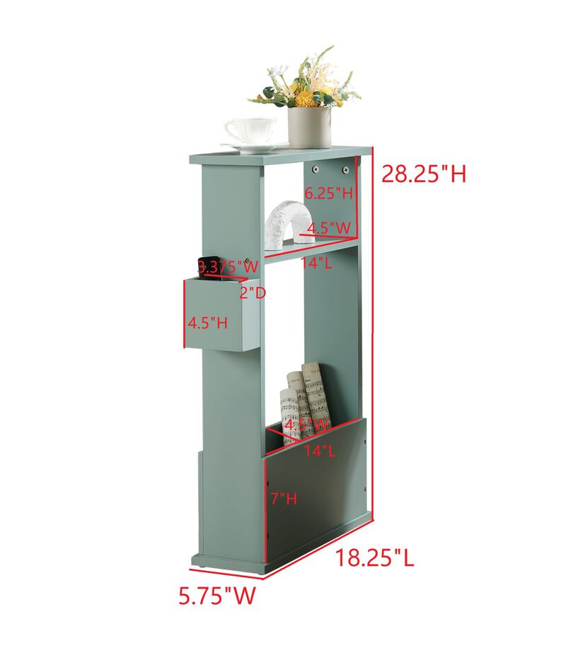 Kings Brand Furniture Zeke Narrow Side Table with Storage Shelf - Modern Sofa End Table, Small Nightstand with Magazine Rack