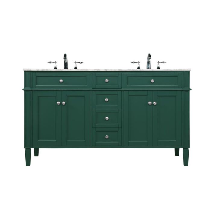 Elegant Kitchen and Bath 60 inch double bathroom vanity in green