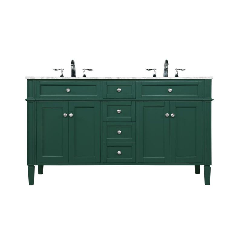 Elegant Kitchen and Bath 60 inch double bathroom vanity in green