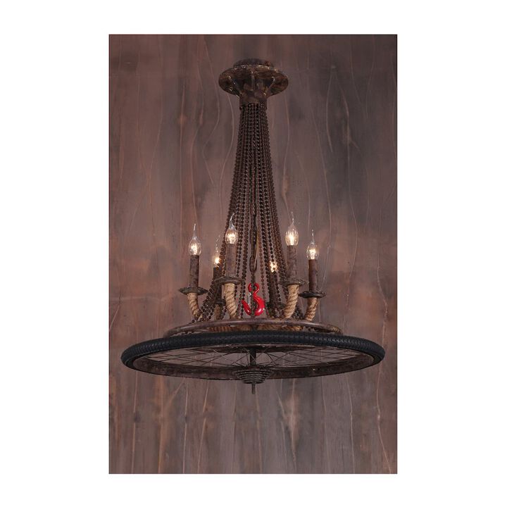 Heritage Bicycle Wheel Pendant with 3 Lights