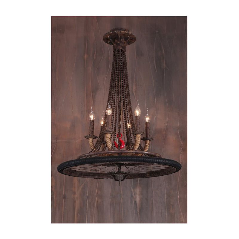Heritage Bicycle Wheel Pendant with 3 Lights image number 1