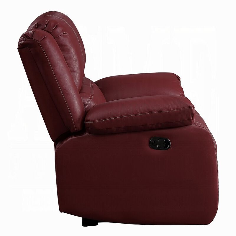 Zuru Motion Manual Rocker Recliner Chair, Plush Dark Red Faux Leather - Benzara image number 3